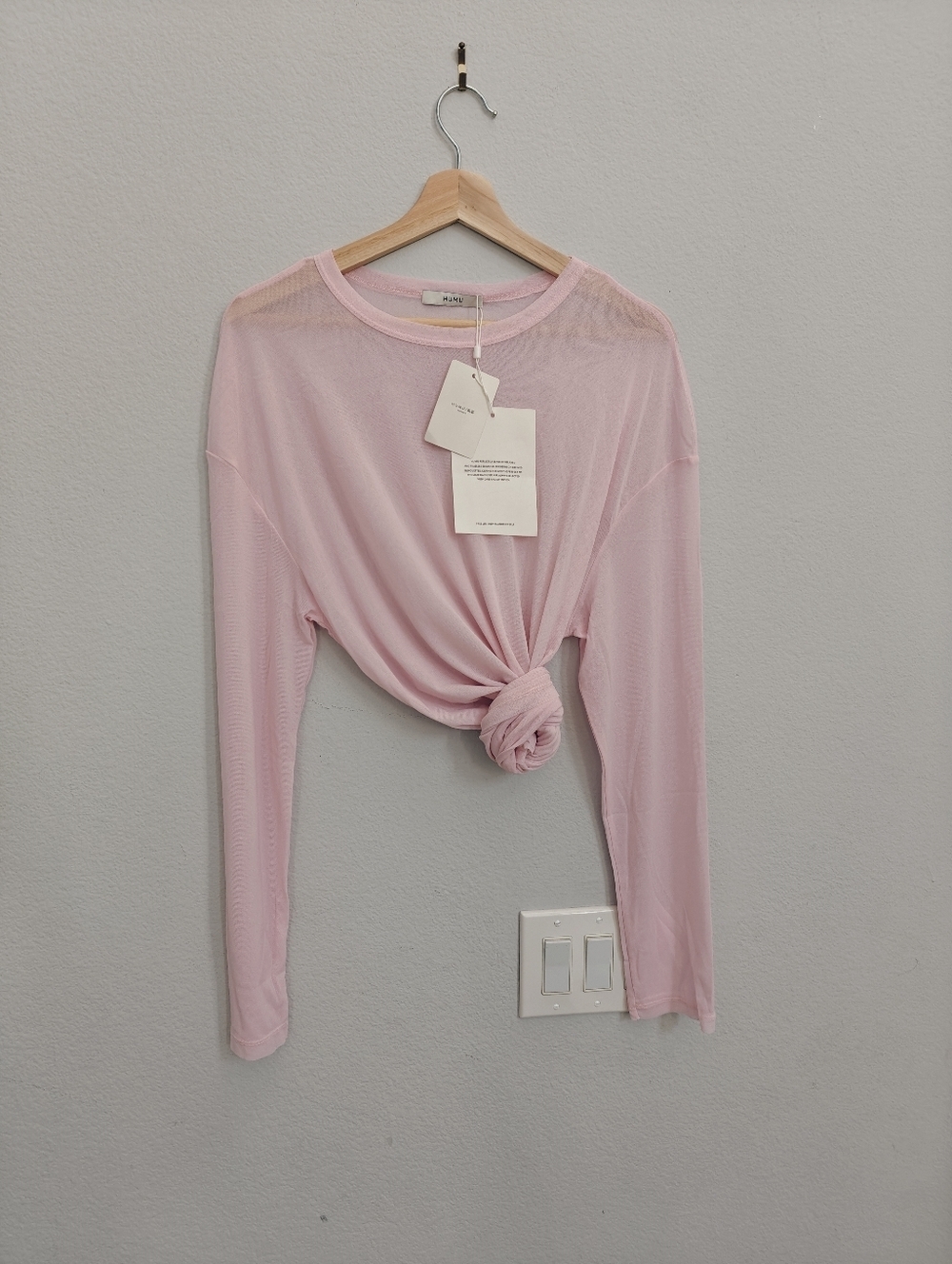 Light Pink Sheer Long-Sleeve Top